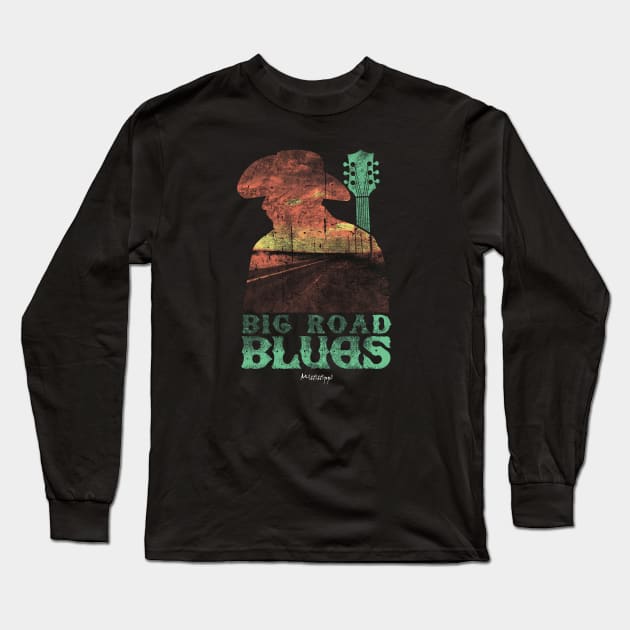 Big Road Blues Long Sleeve T-Shirt by EddieBalevo